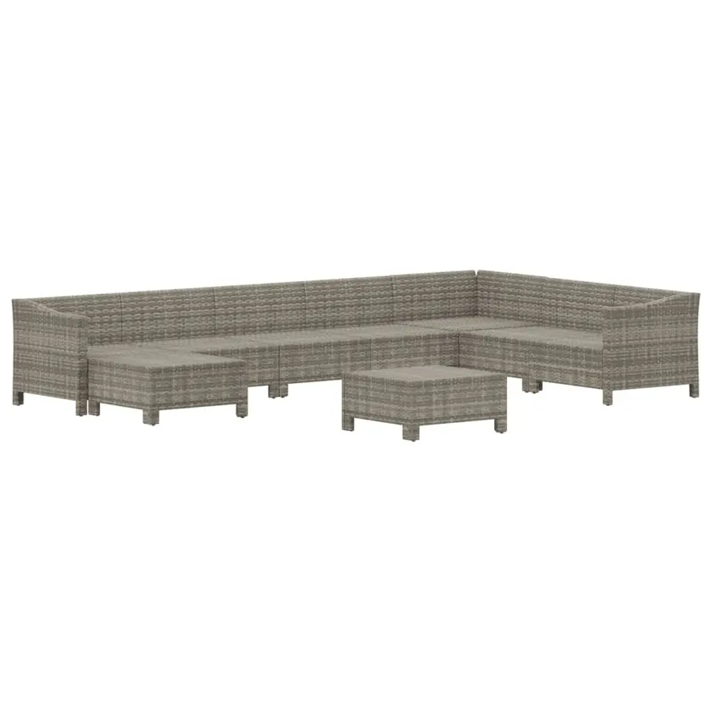 Garden Lounge Set PE Rattan 9 Piece Outdoor Furniture Grey Modular Sofa
