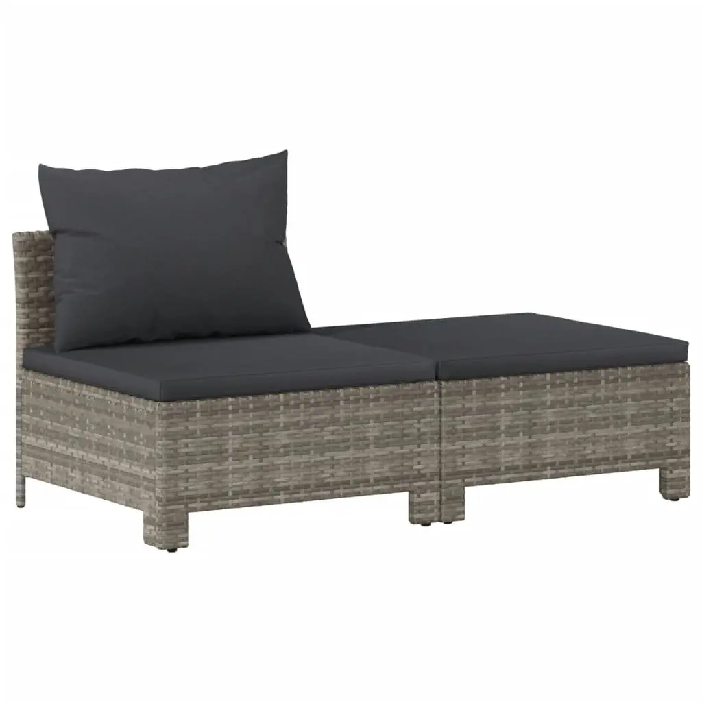 Garden Lounge Set PE Rattan 9 Piece Outdoor Furniture Grey Modular Sofa