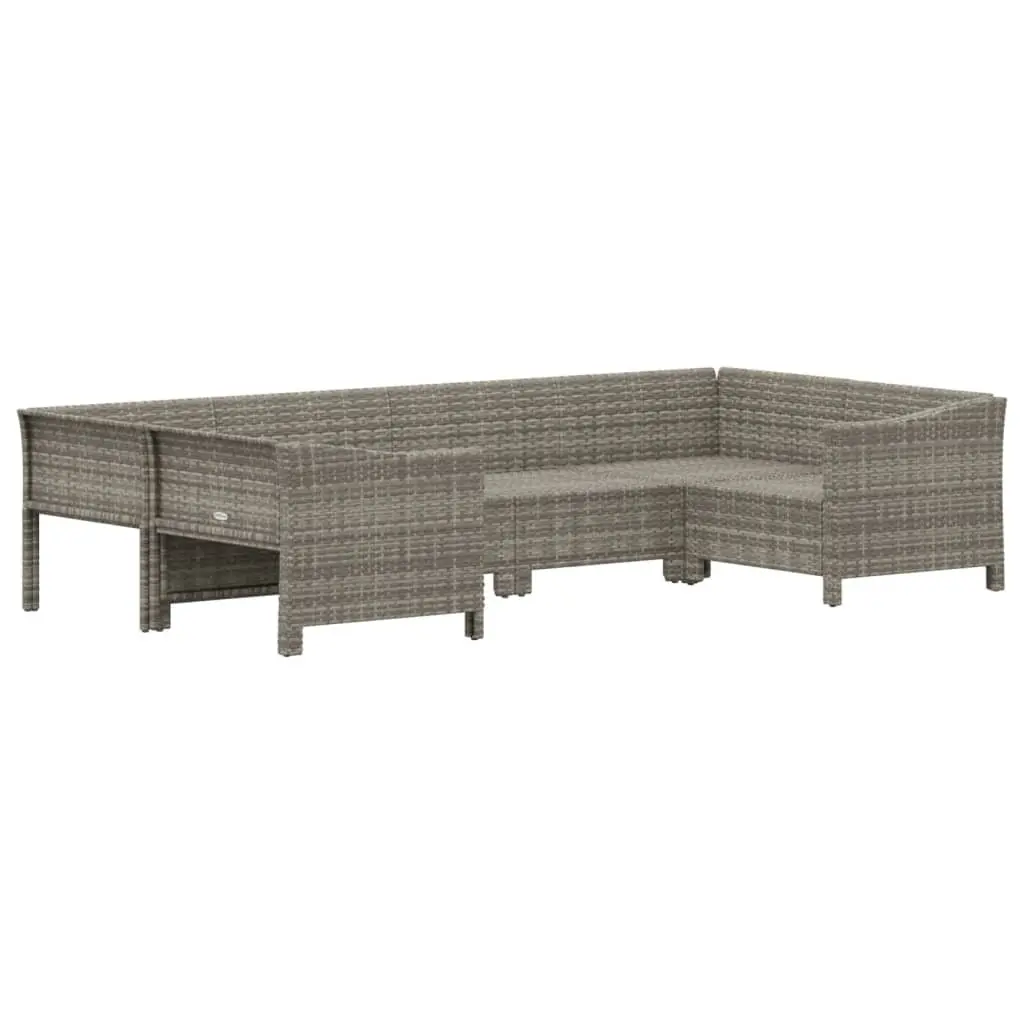 Garden Lounge Set Steel PE Rattan 6 Piece Grey Outdoor Furniture