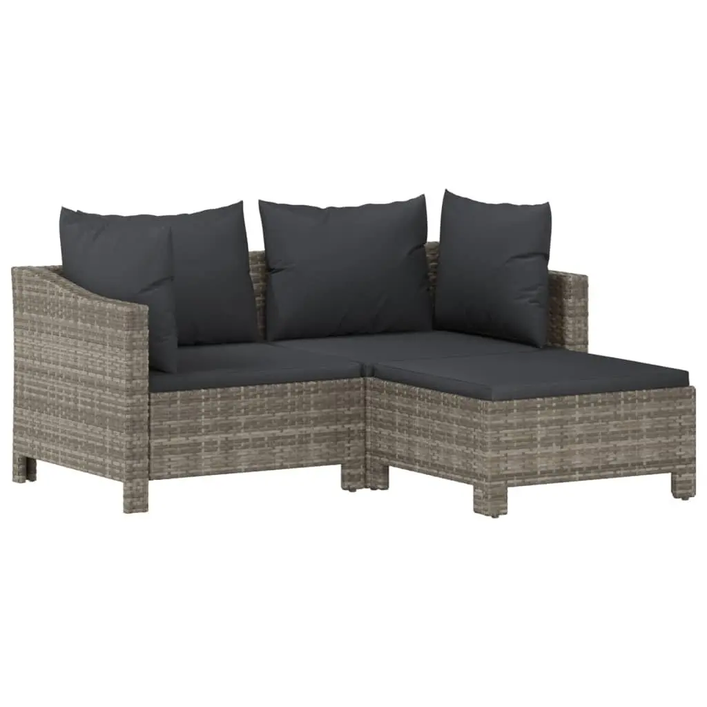 7 Piece Garden Lounge Set PE Rattan Steel Frame Grey with Cushions