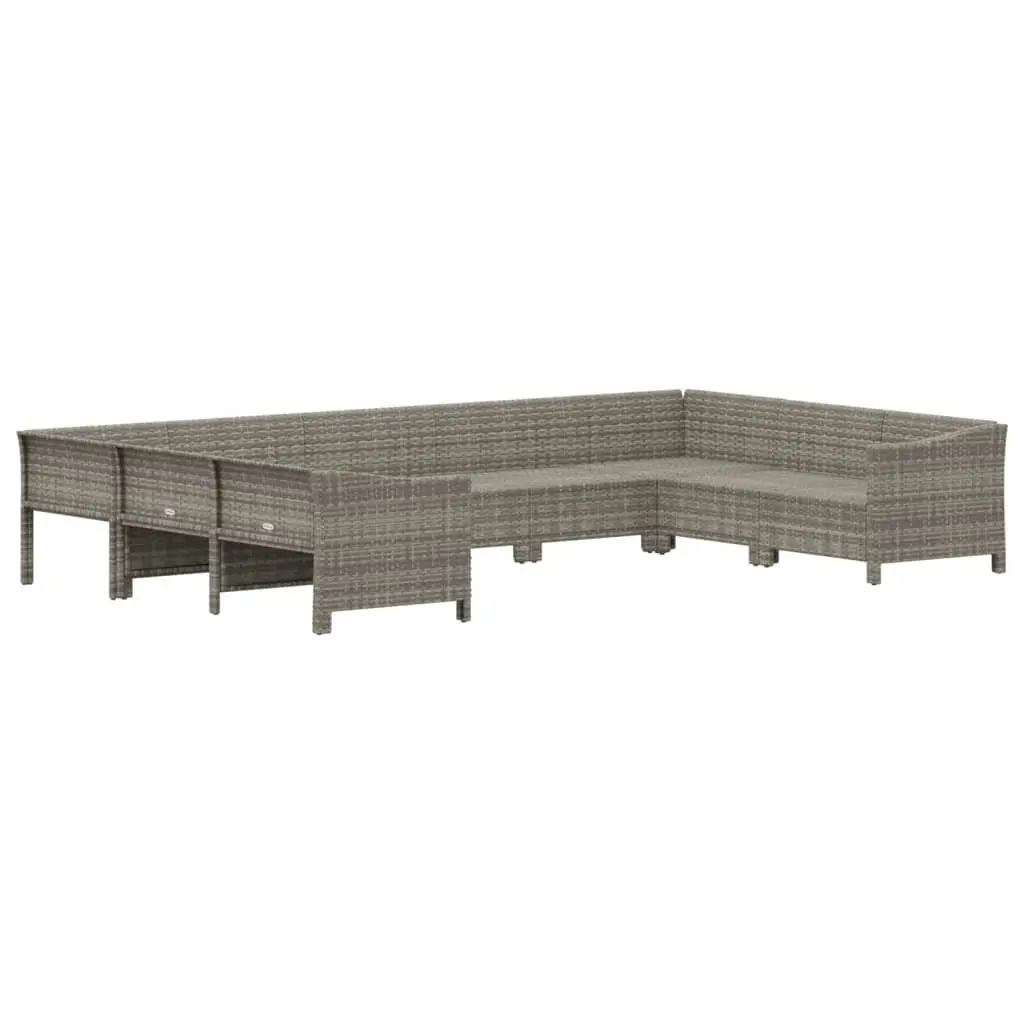 9 Piece Garden Lounge Set Poly Rattan Grey with Cushions
