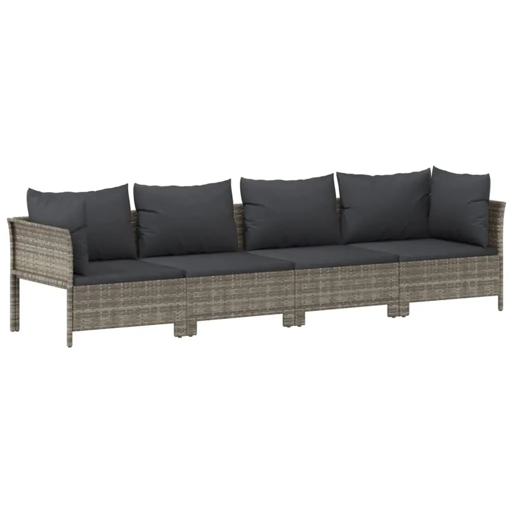 Garden Lounge Set PE Rattan 11 Piece Outdoor Furniture Grey with Cushions