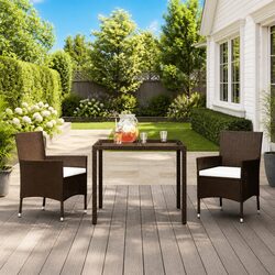 3 Piece Outdoor Garden Dining Set with Durable Rattan