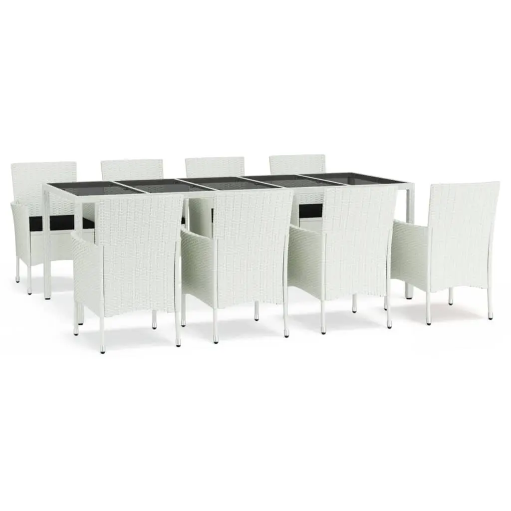 9 Piece Outdoor Garden Dining Set White PE Rattan Furniture with Cushions