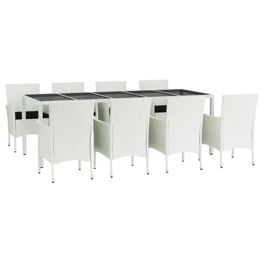 9 Piece Outdoor Garden Dining Set White PE Rattan Furniture with Cushions