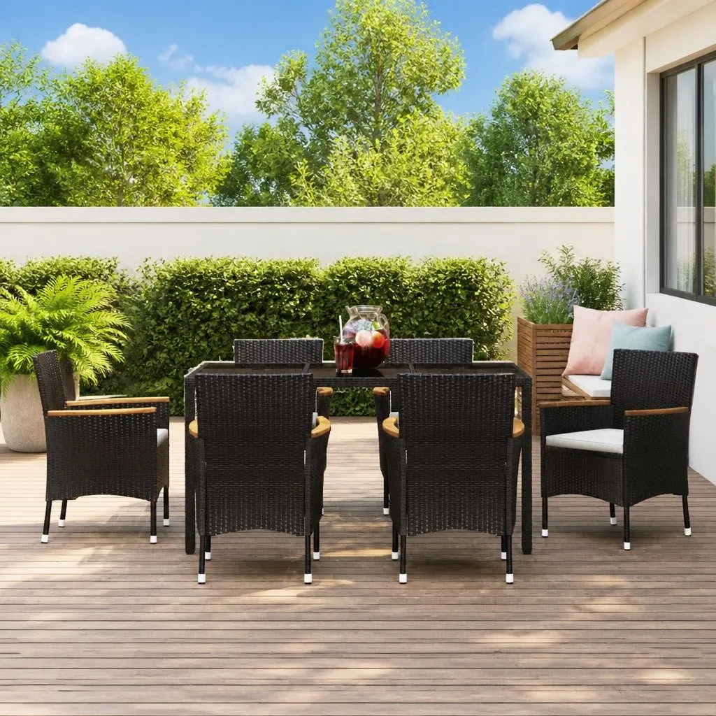 7 Piece Outdoor Dining Set with Cushions for Comfort