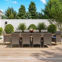Grey Poly Rattan Outdoor Dining Set 11 Piece Furniture