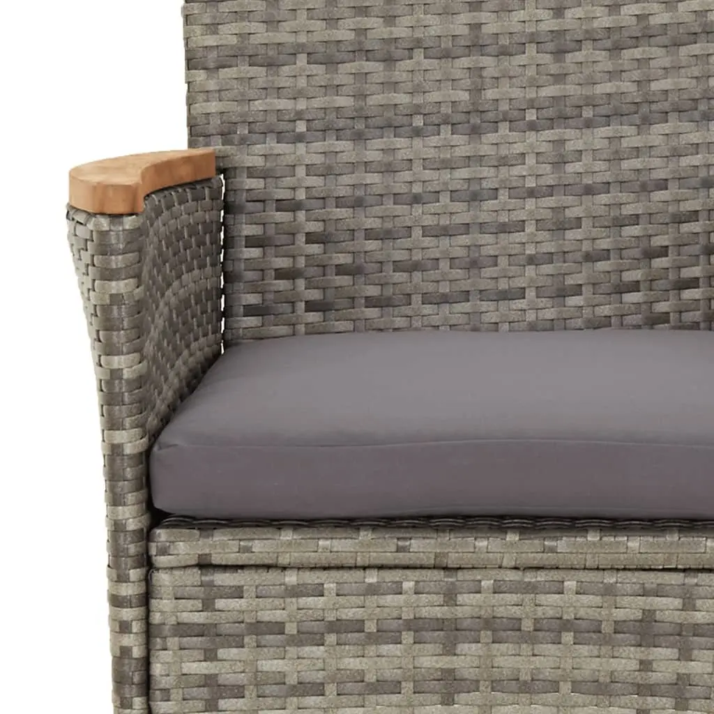 Outdoor Dining Set PE Rattan 11 Piece Grey Garden Furniture with Cushions