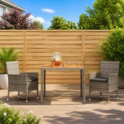 Grey Garden Furniture 3 Piece Dining Set with Cushions