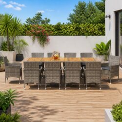 Premium 11-Piece Grey Rattan Garden Dining Set