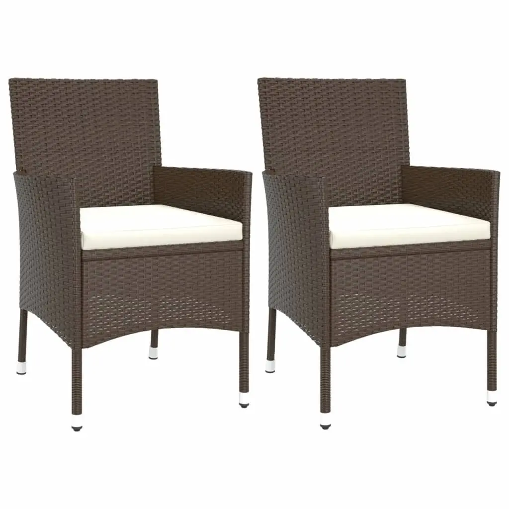 3 Piece Brown Garden Bistro Set with Cushions