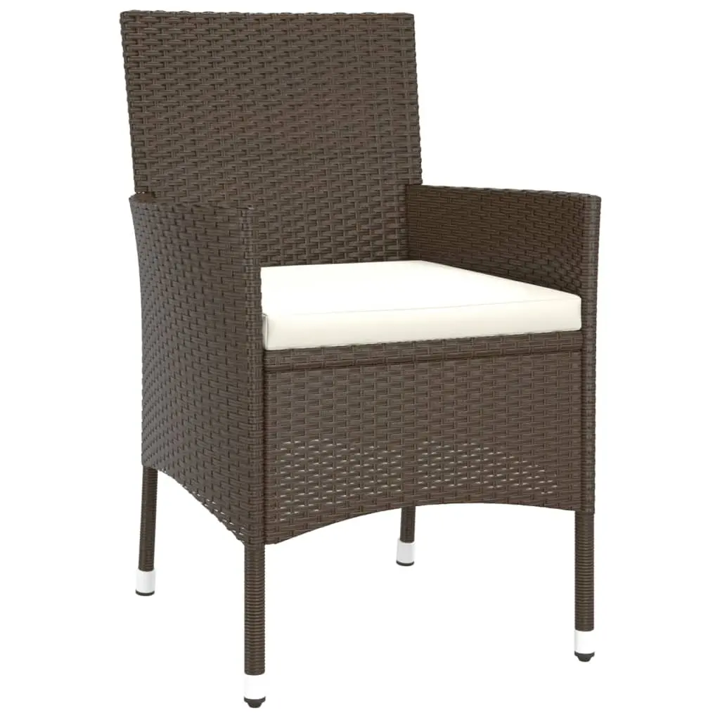 3 Piece Brown Garden Bistro Set with Cushions
