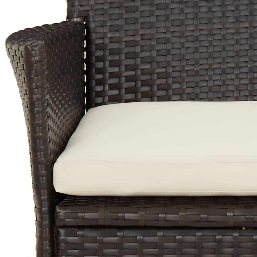 3 Piece Brown Garden Bistro Set with Cushions