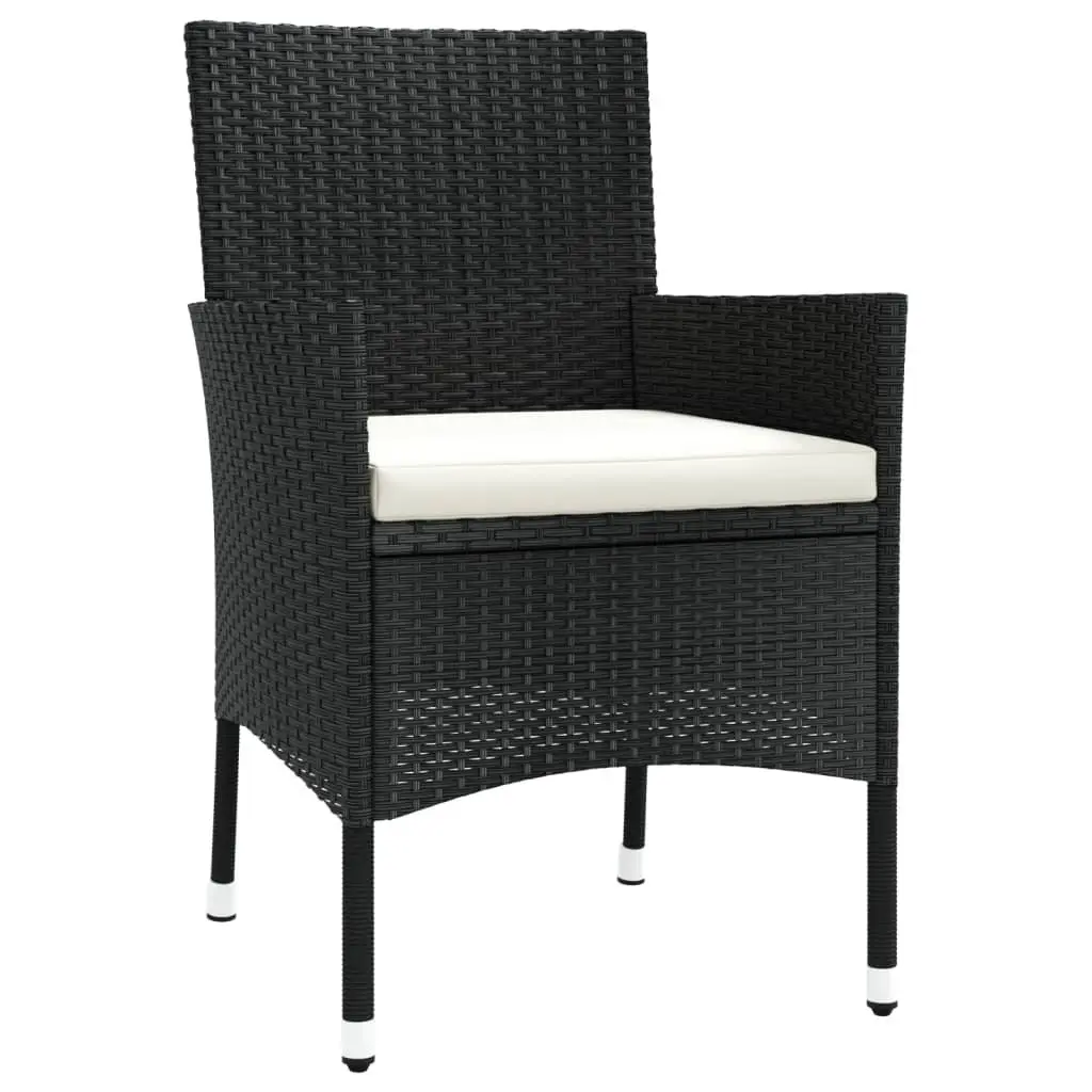 Black 5 Piece Garden Bistro Set with Cushions
