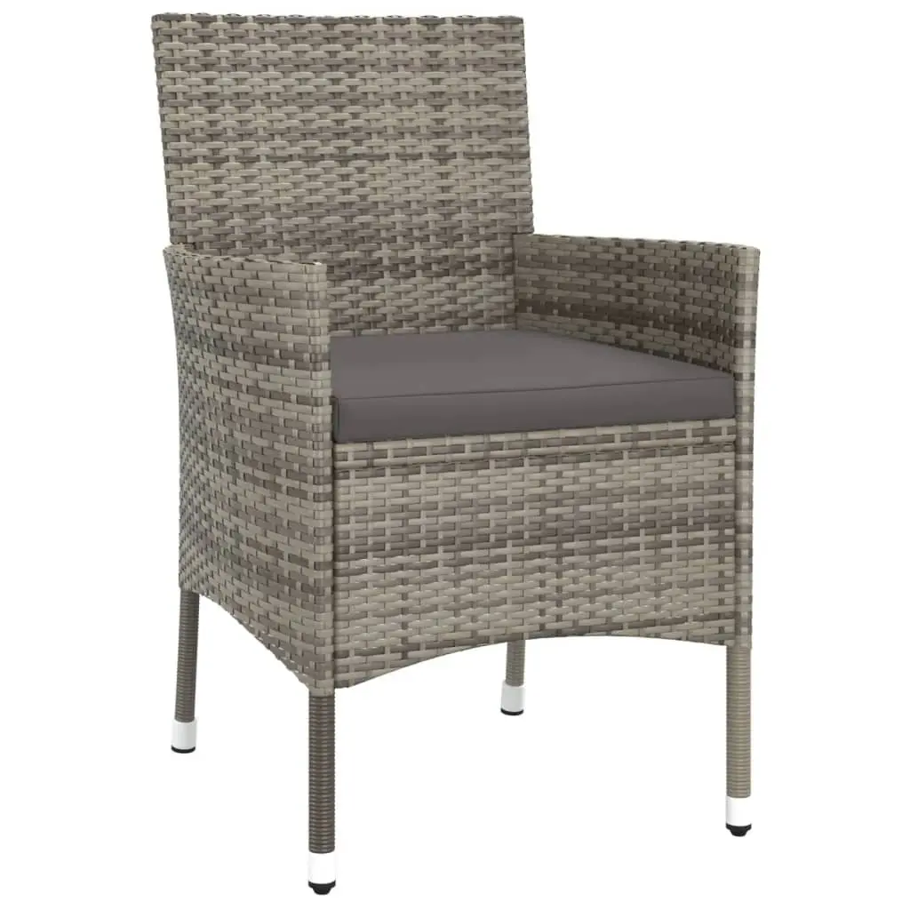 3 Piece Garden Bistro Set with Cushions in Grey