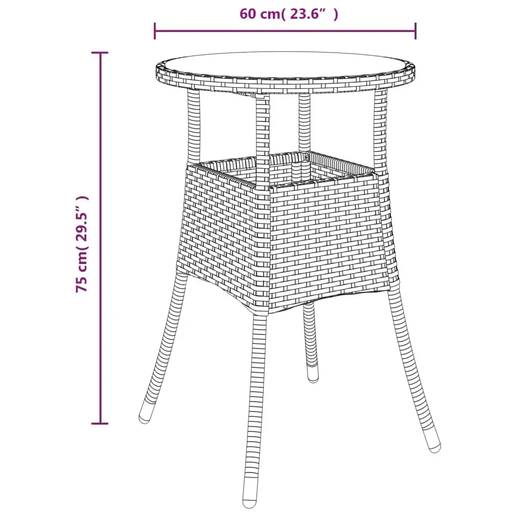 5-Piece Grey Poly Rattan Garden Bistro Set