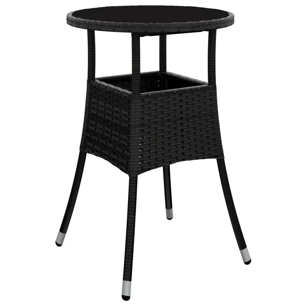5 Piece Black Garden Bistro Set with Cushions