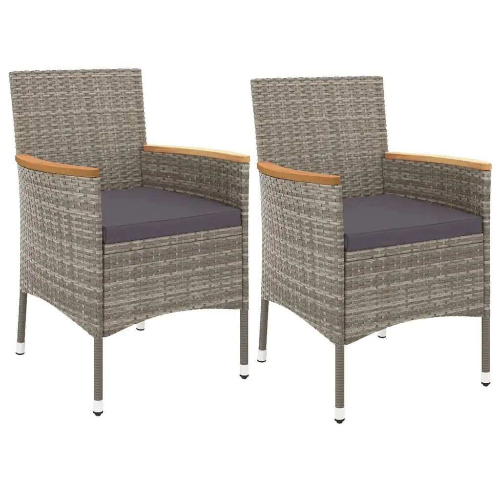 3 Piece Grey Poly Rattan Garden Bistro Set
