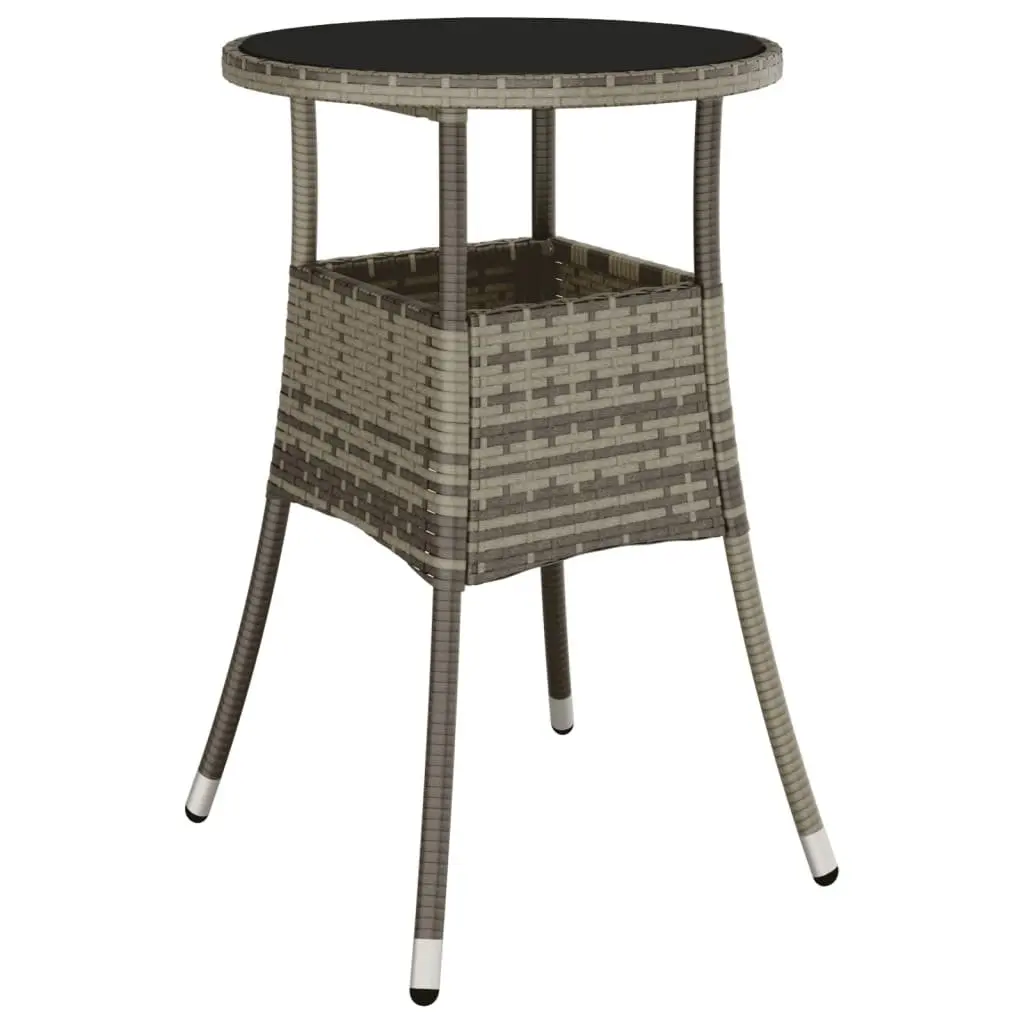 3 Piece Grey Poly Rattan Garden Bistro Set