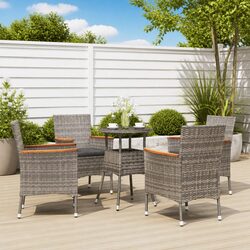 5-Piece Grey Garden Bistro Set with Cushions - Durable Outdoor Furniture