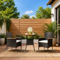 Sturdy 3 Piece Outdoor Bistro Set with Cushions