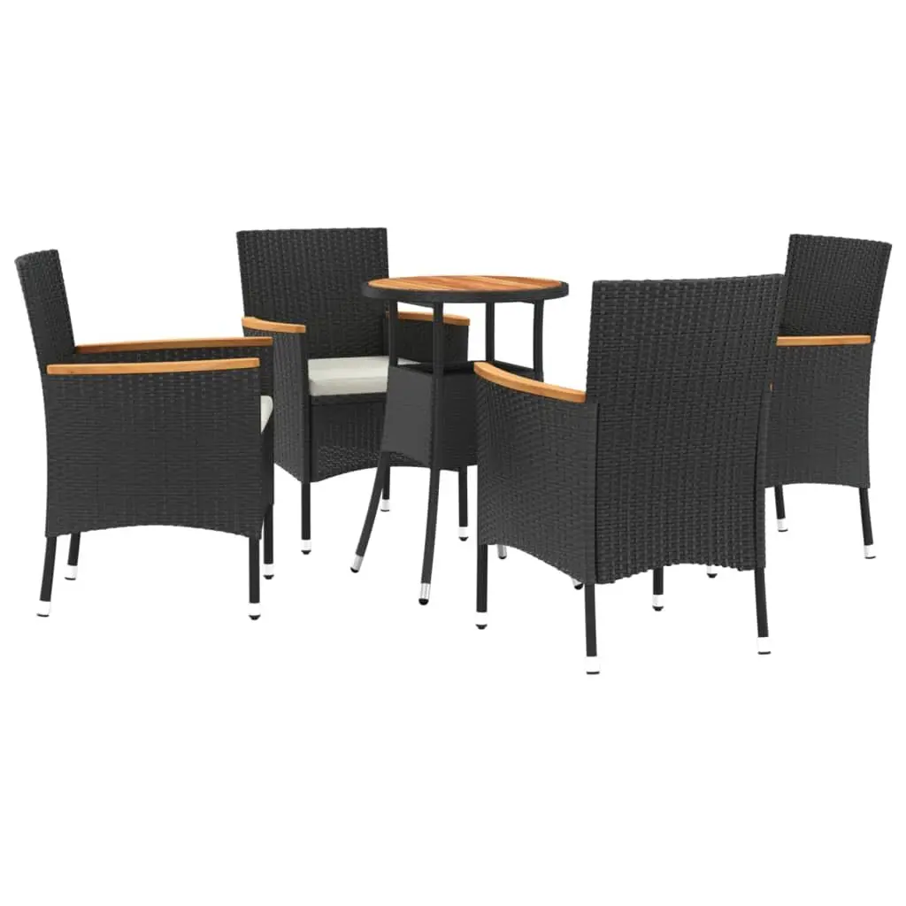 Garden Bistro Set Poly Rattan Black 5 Piece Outdoor Furniture