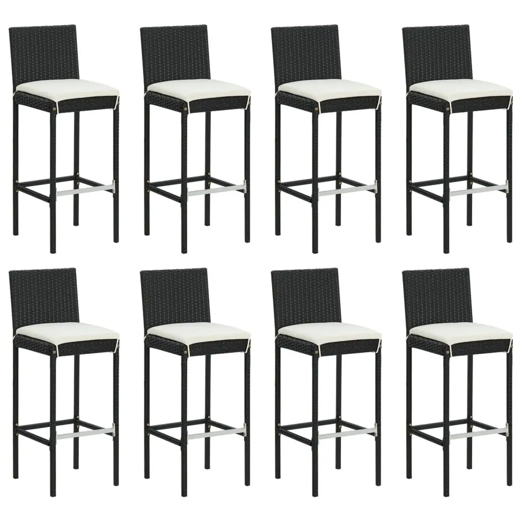9-Piece Black Poly Rattan Outdoor Bar Set