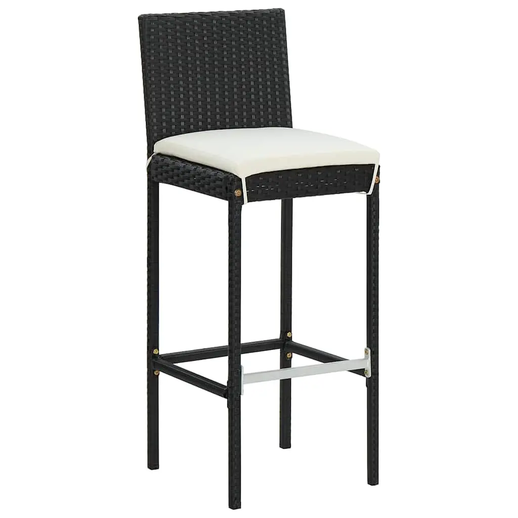 9-Piece Black Poly Rattan Outdoor Bar Set