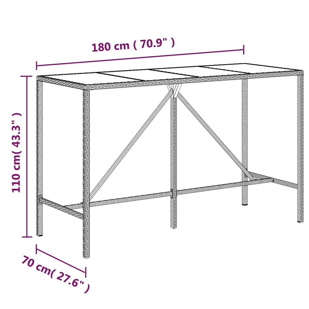 Grey Outdoor Bar Set 11 Piece Durable Rattan Furniture