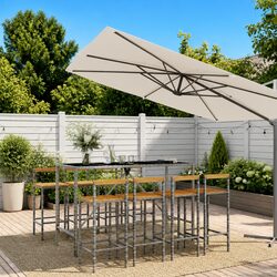 Stylish 9 Piece Grey Rattan Garden Bar Set for Outdoor Spaces