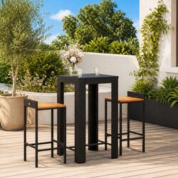 Premium Garden Bar Set 3 Piece Outdoor Furniture Black