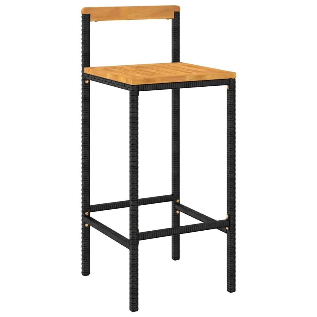 3 Piece Garden Bar Set in Black Poly Rattan