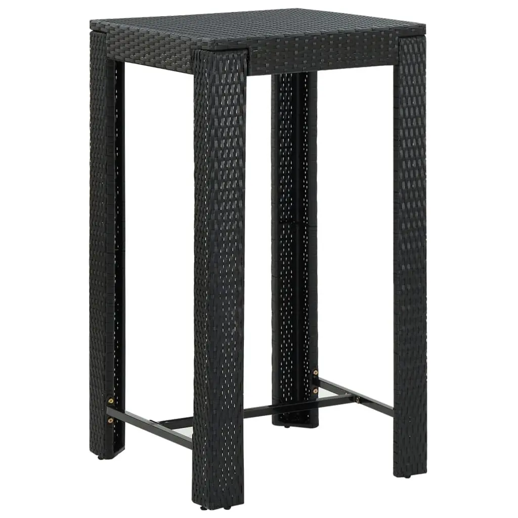 3 Piece Garden Bar Set in Black Poly Rattan