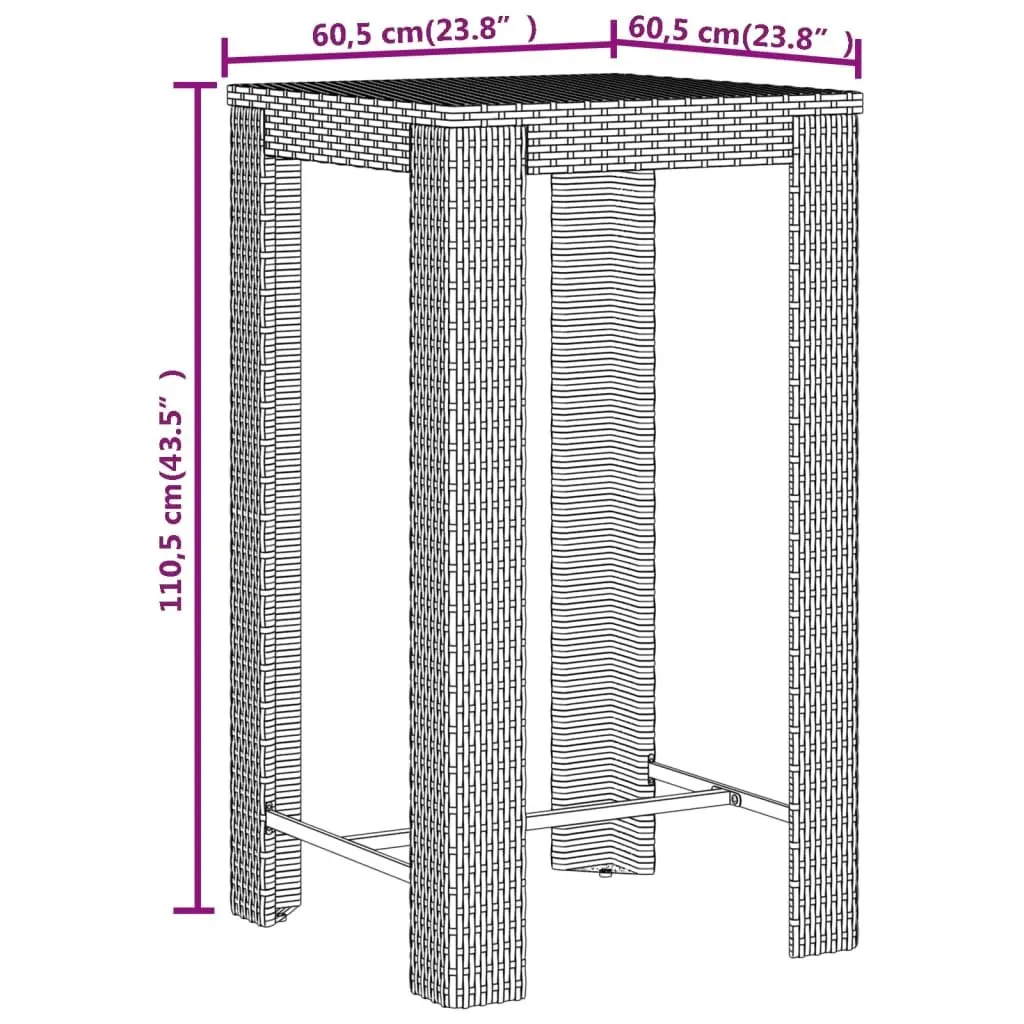 3 Piece Garden Bar Set with Grey Poly Rattan