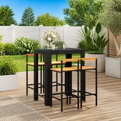 5 Piece Outdoor Patio Furniture Set with Black Poly Rattan