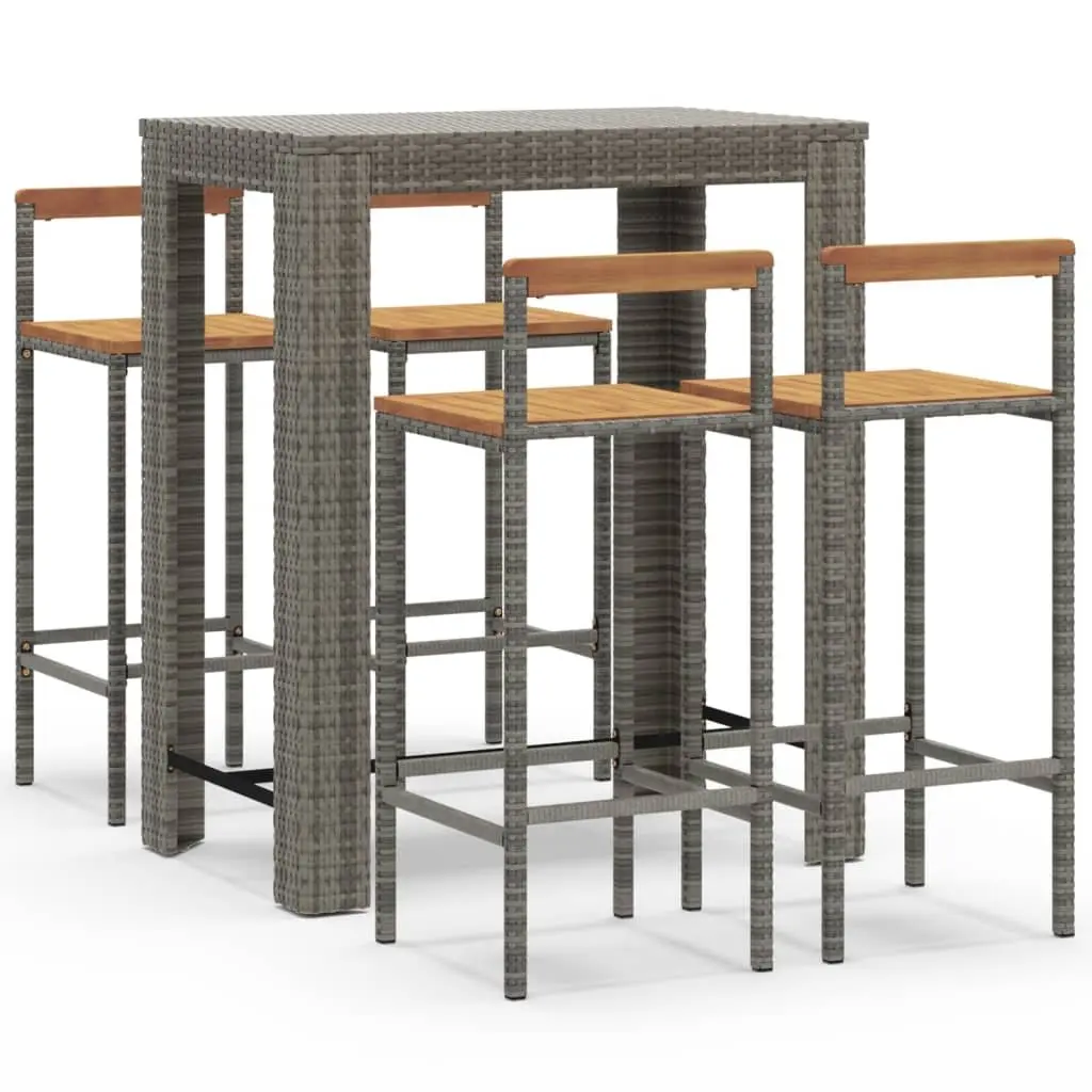 Grey 5-Piece Garden Bar Set with Stools and Table