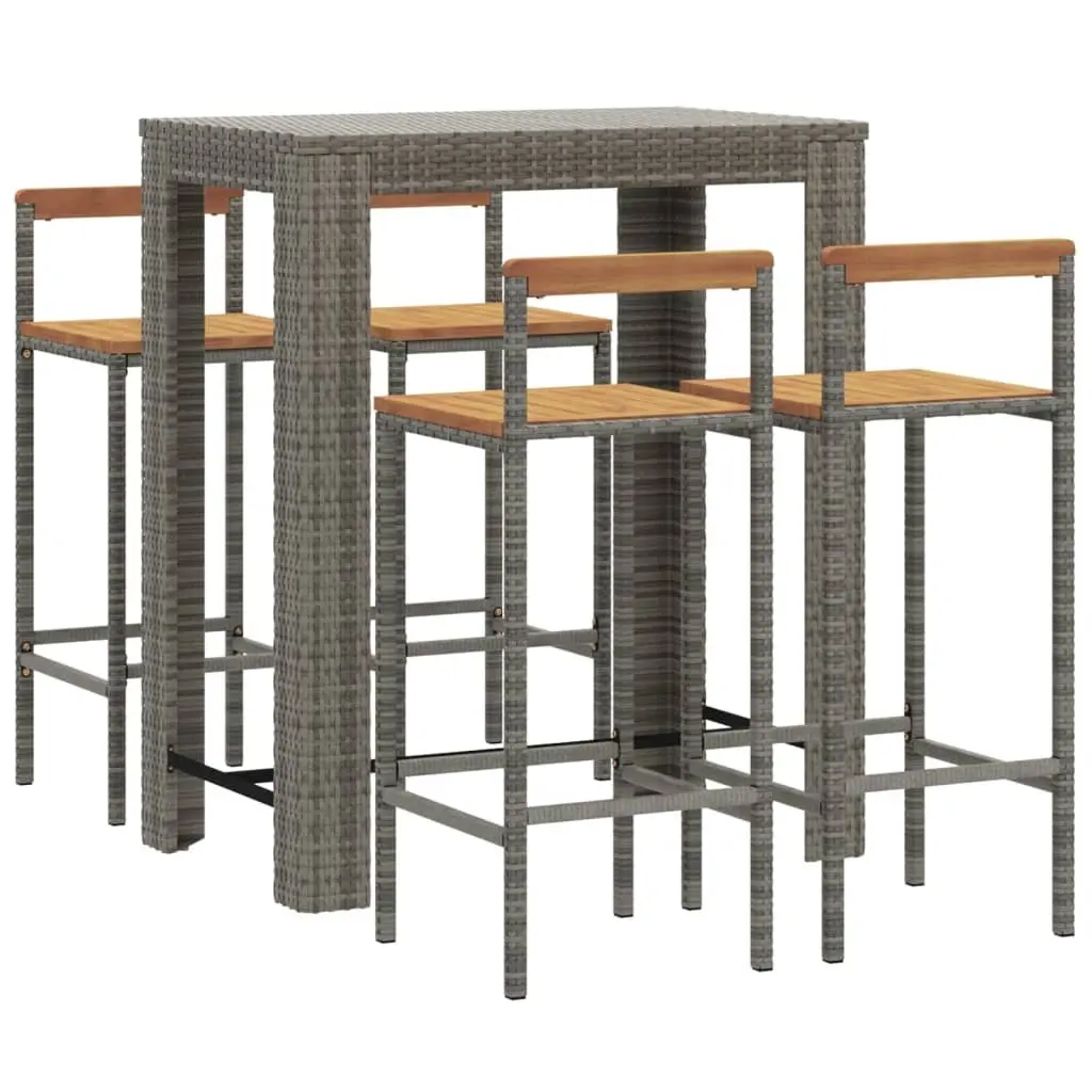 Grey 5-Piece Garden Bar Set with Stools and Table