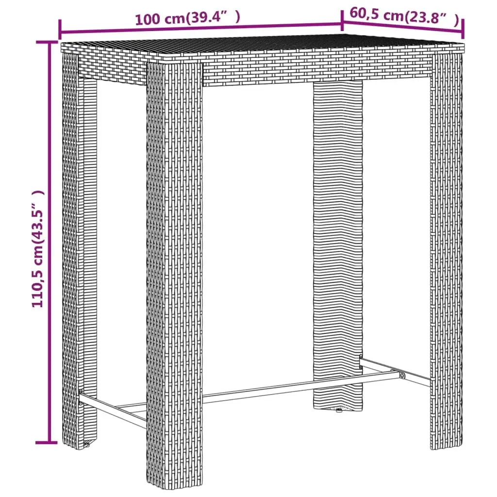 Grey 5-Piece Garden Bar Set with Stools and Table