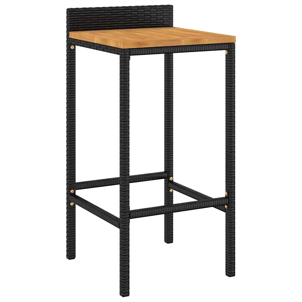 Garden Bar Set PE Rattan 3 Piece Outdoor Patio Furniture Black