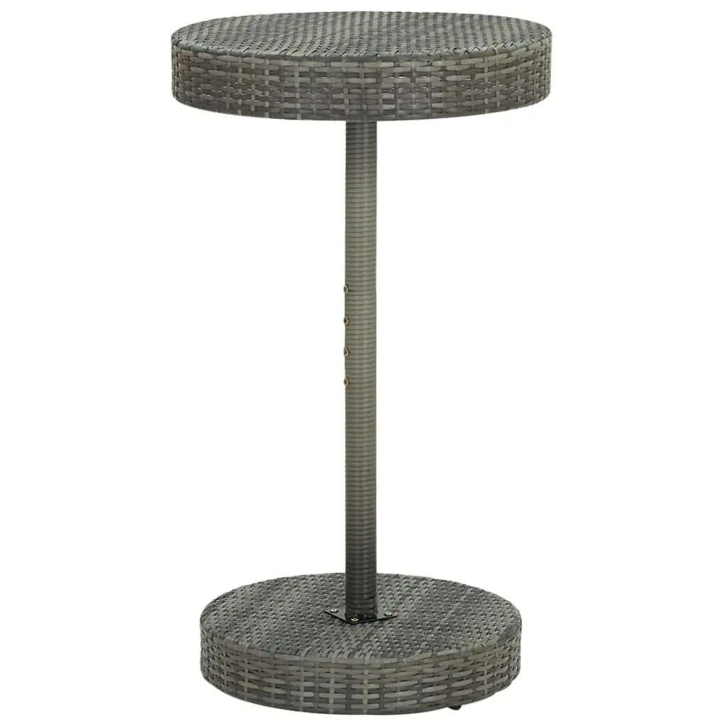 Grey Poly Rattan Garden Bar Set with Wooden Stools