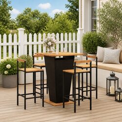 Durable 5 Piece Garden Bar Set with Wooden Top