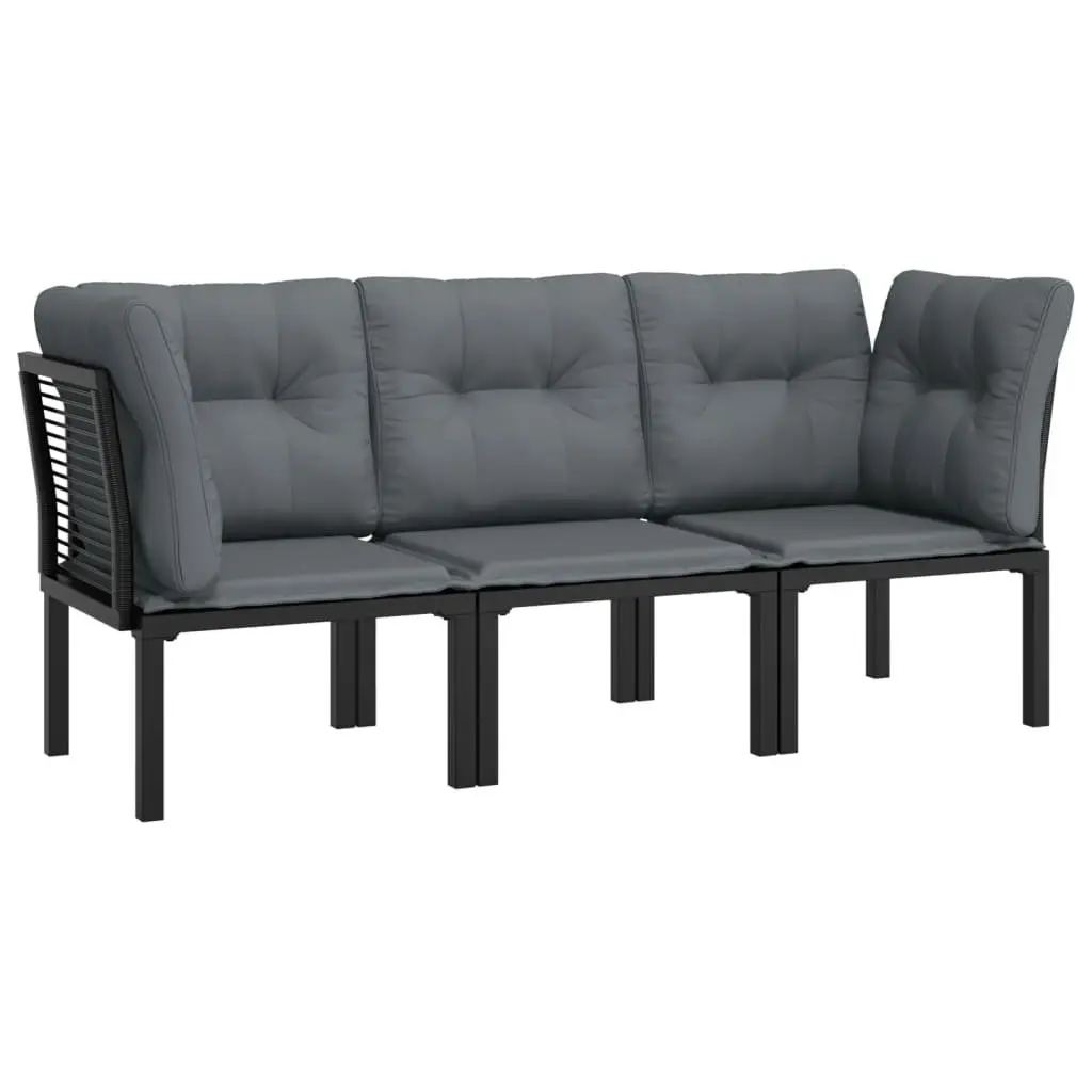 Black Grey Garden Lounge Set 3 Piece Outdoor Furniture