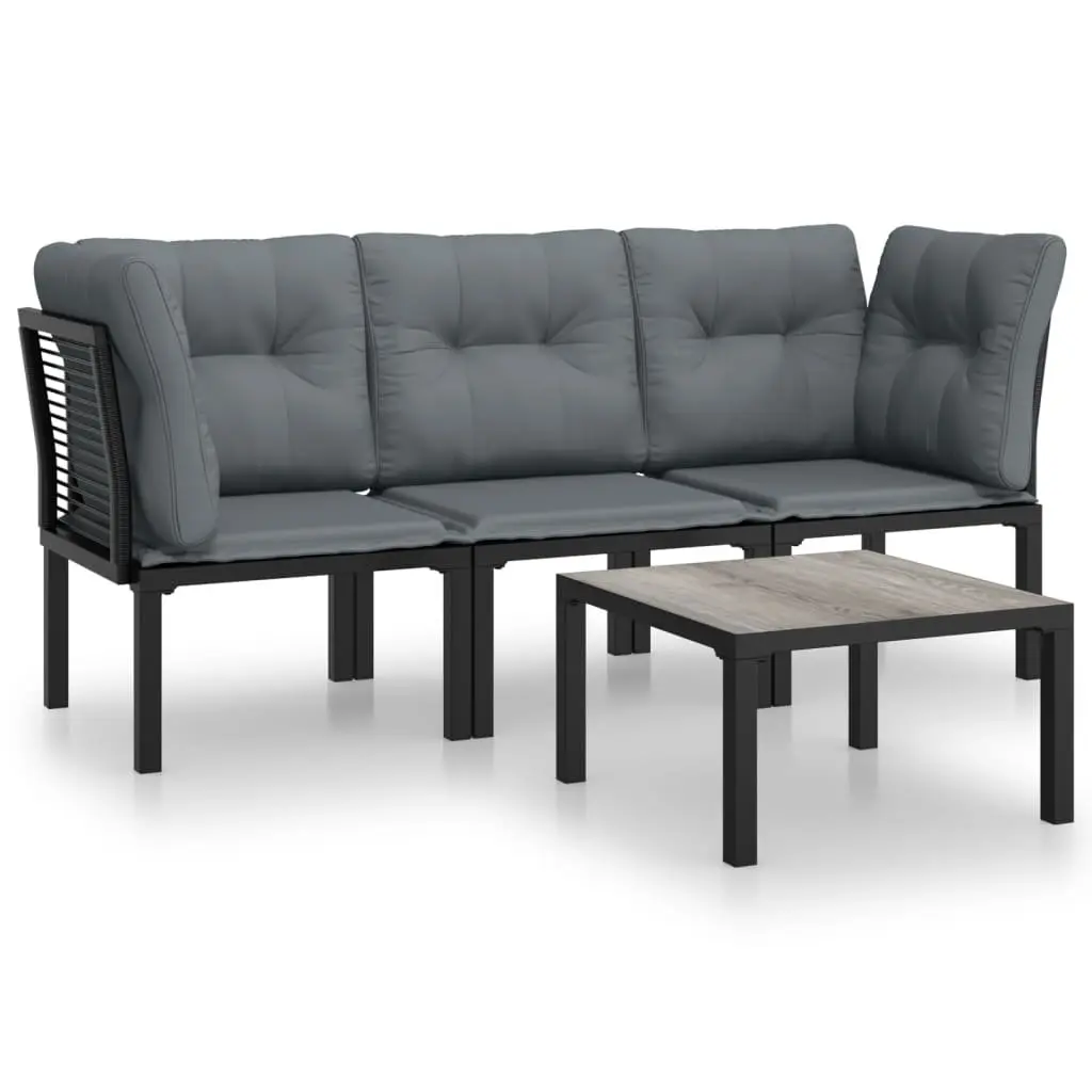 Garden Lounge Set PE Rattan 4 Piece Outdoor Furniture Black Grey
