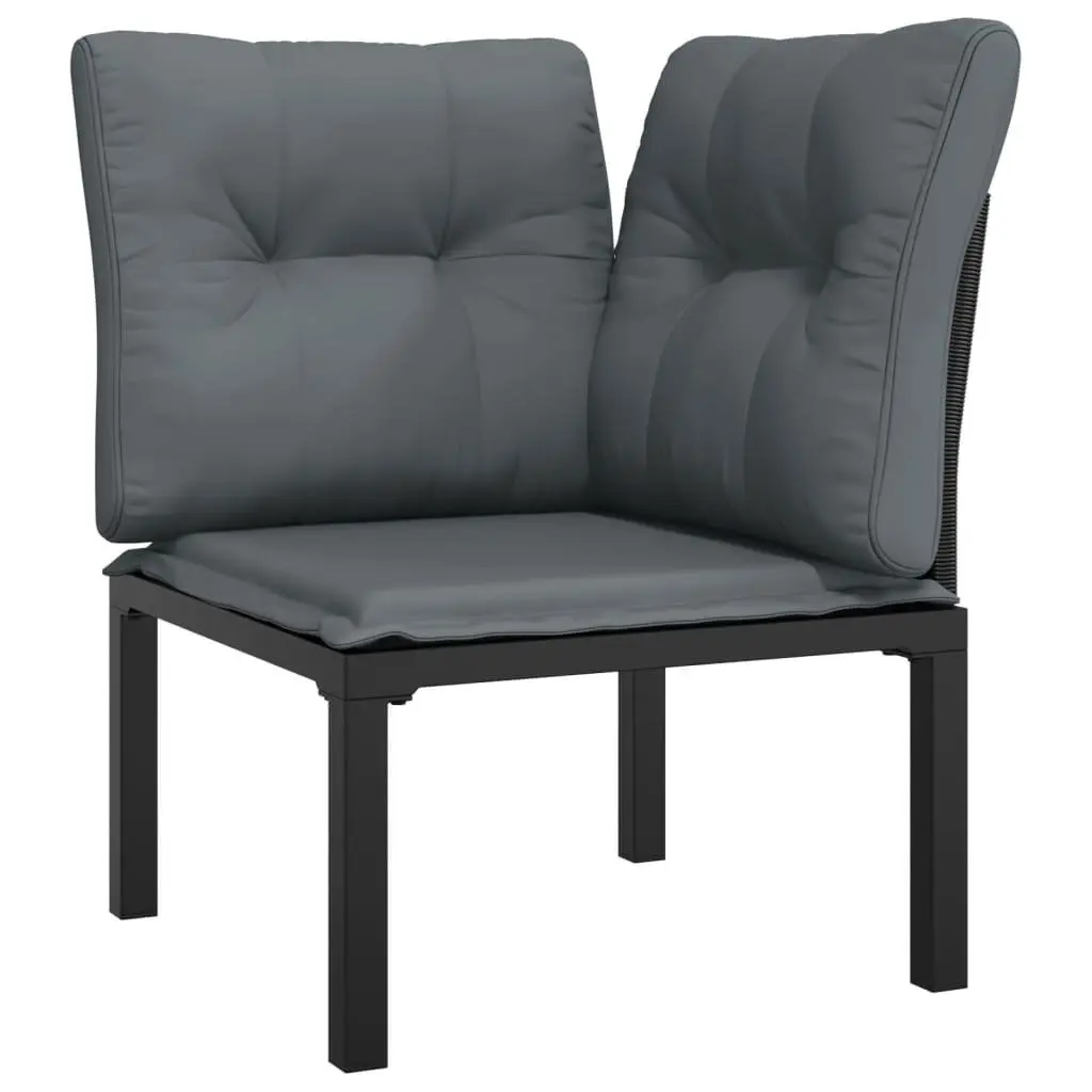 9 Piece Garden Lounge Set PE Poly Rattan Powder-coated Steel Black Grey
