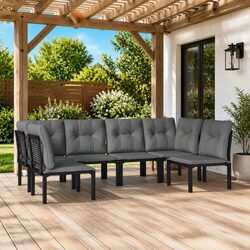 Premium 6 Piece Poly Rattan Lounge Set for Outdoor Spaces