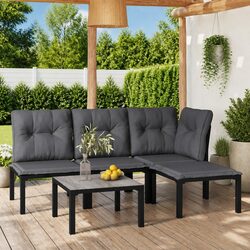 Premium 5 Piece Outdoor Garden Lounge Set in Black and Grey