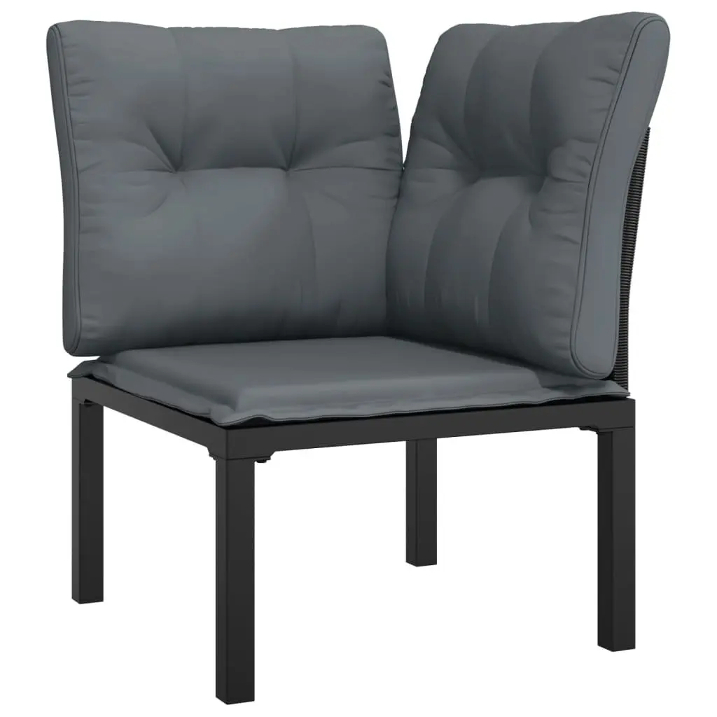 5 Piece Outdoor Lounge Set PE Poly Rattan Black Grey Patio Furniture