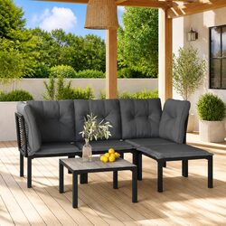 Durable 5 Piece Garden Lounge Set in Black and Grey