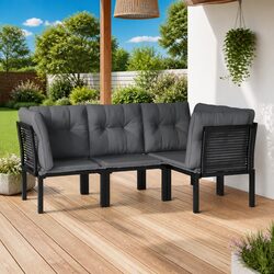 Stylish 4 Piece Outdoor Lounge Set in Black and Grey