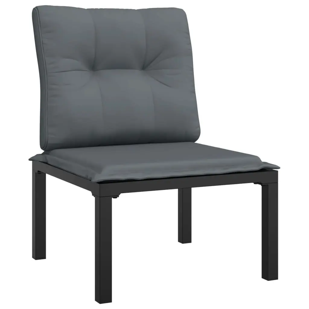 Garden Lounge Set PE Rattan Powder Coated Steel 4 Piece Black Grey Outdoor Furniture